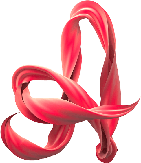 Abstract Red Ribbon Letter Art