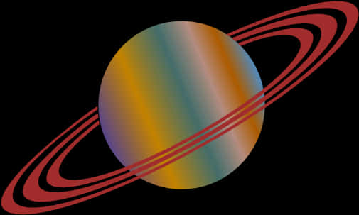 Abstract Ringed Planet Illustration