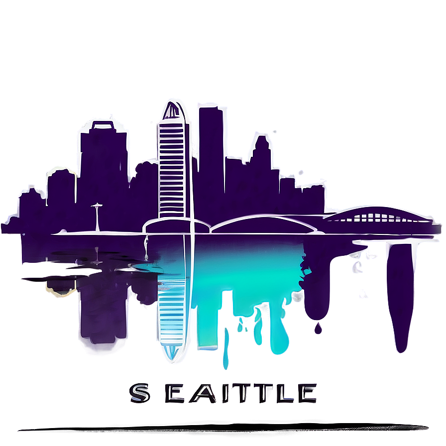 Abstract Seattle Skyline Graphic Png Imj53