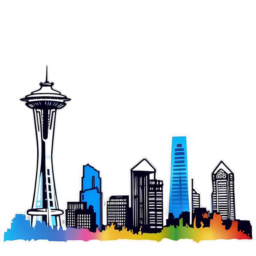 Abstract Seattle Skyline Graphic Png Vpi