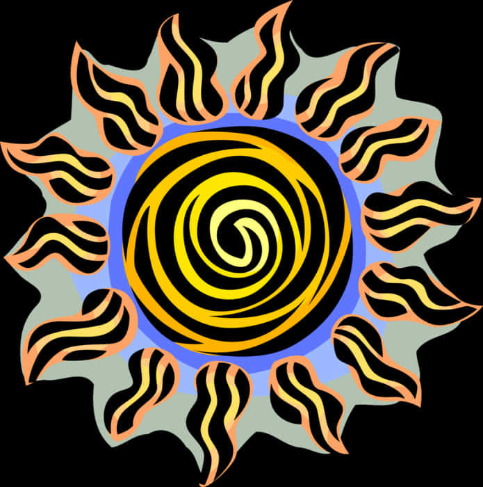 Abstract Sun Spiral Vector Art