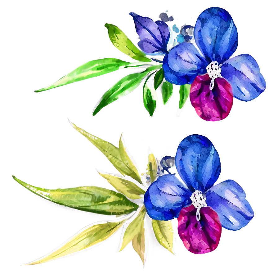 Abstract Watercolor Flowers Png Psg16