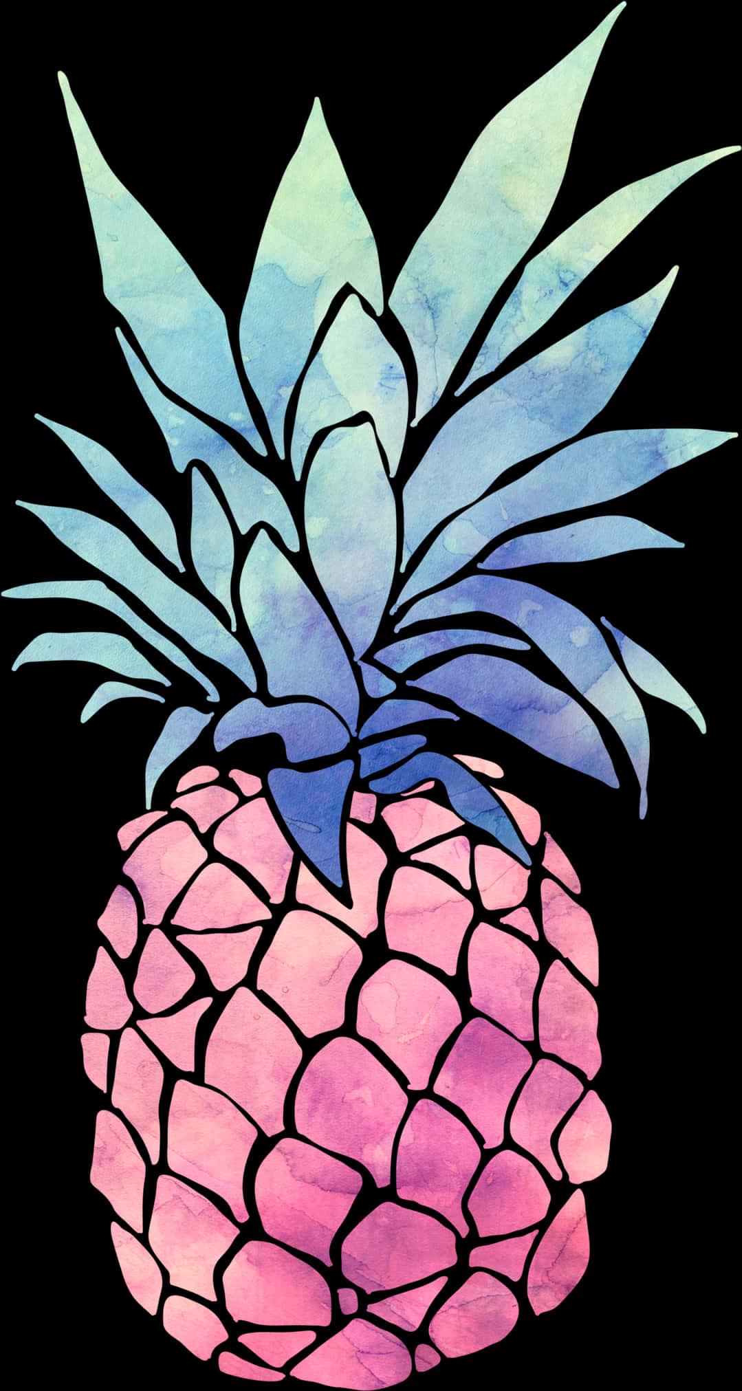 Abstract Watercolor Pineapple Art