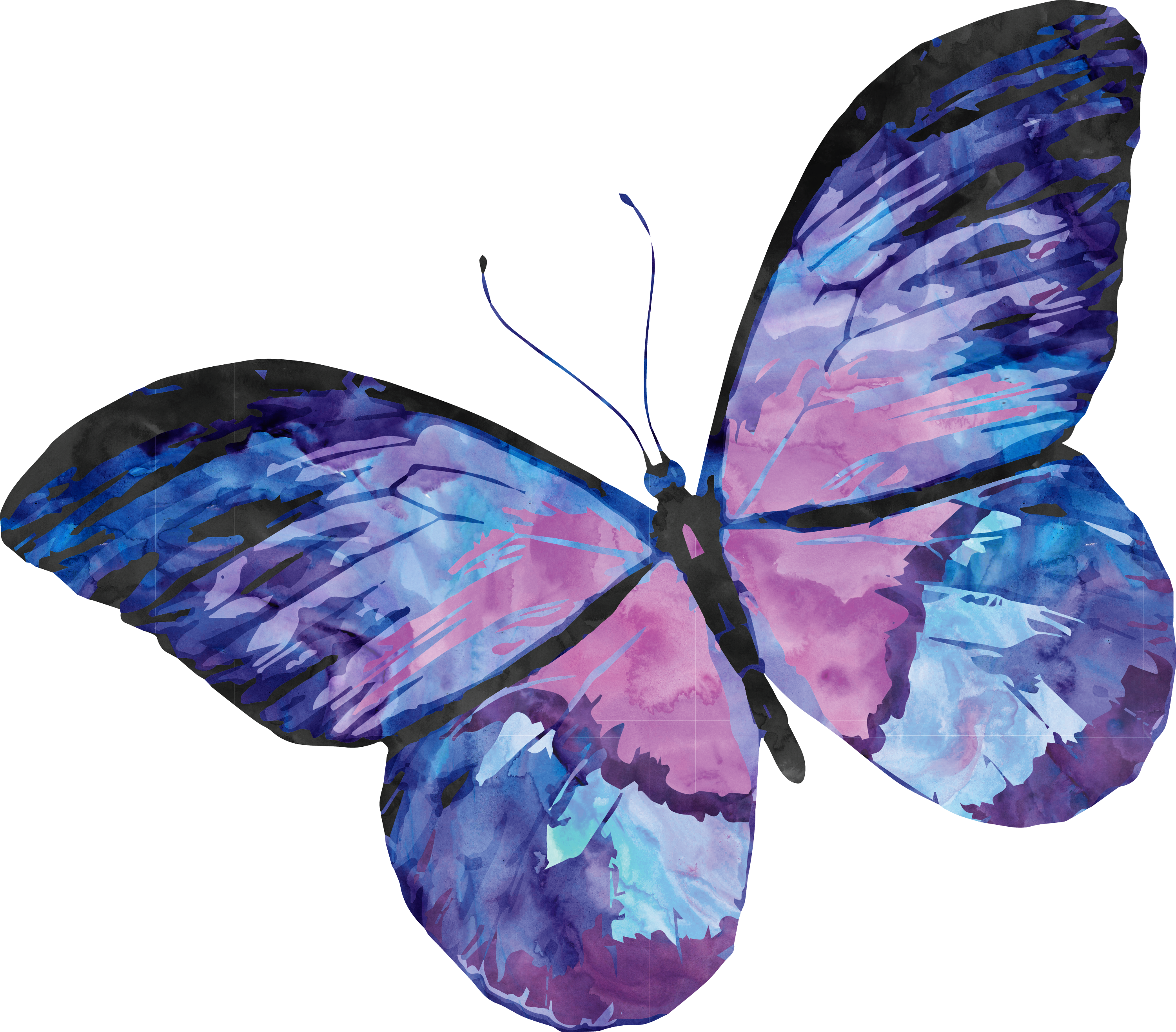 Abstract Watercolor Purple Butterfly