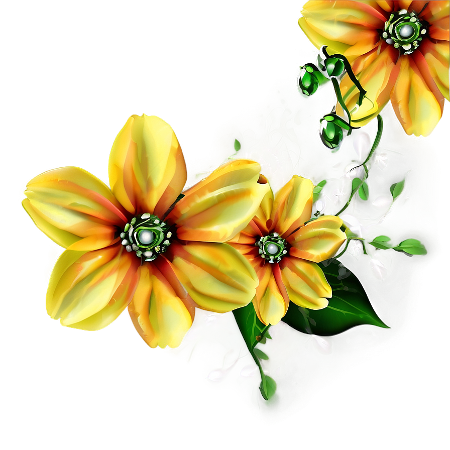 Abstract Yellow Flowers Png Trk