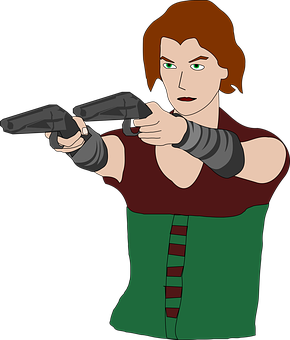 Action Heroine Dual Wielding Guns