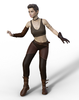 Action Pose Female Character3 D Model