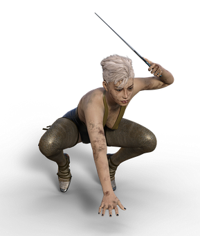 Action Pose Womanwith Sword