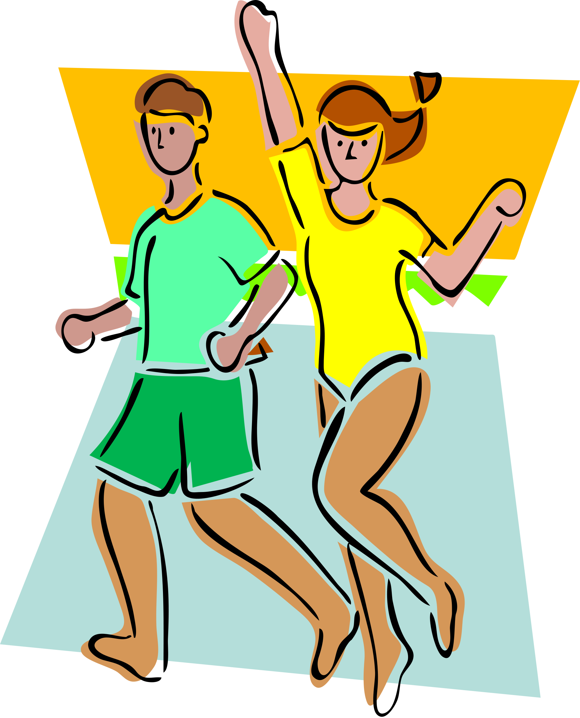 Active Couple Running Clipart