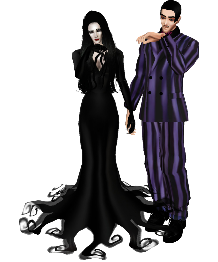 Addams Family Iconic Couple Illustration