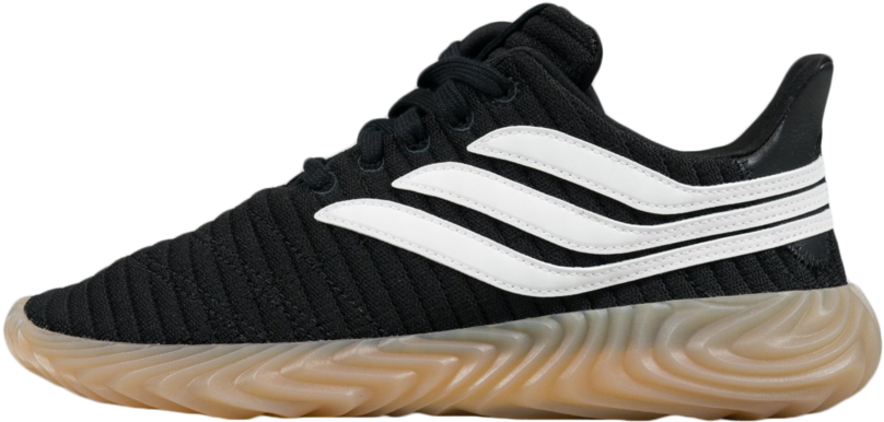 Adidas Black Sneakerwith White Stripesand Tan Sole