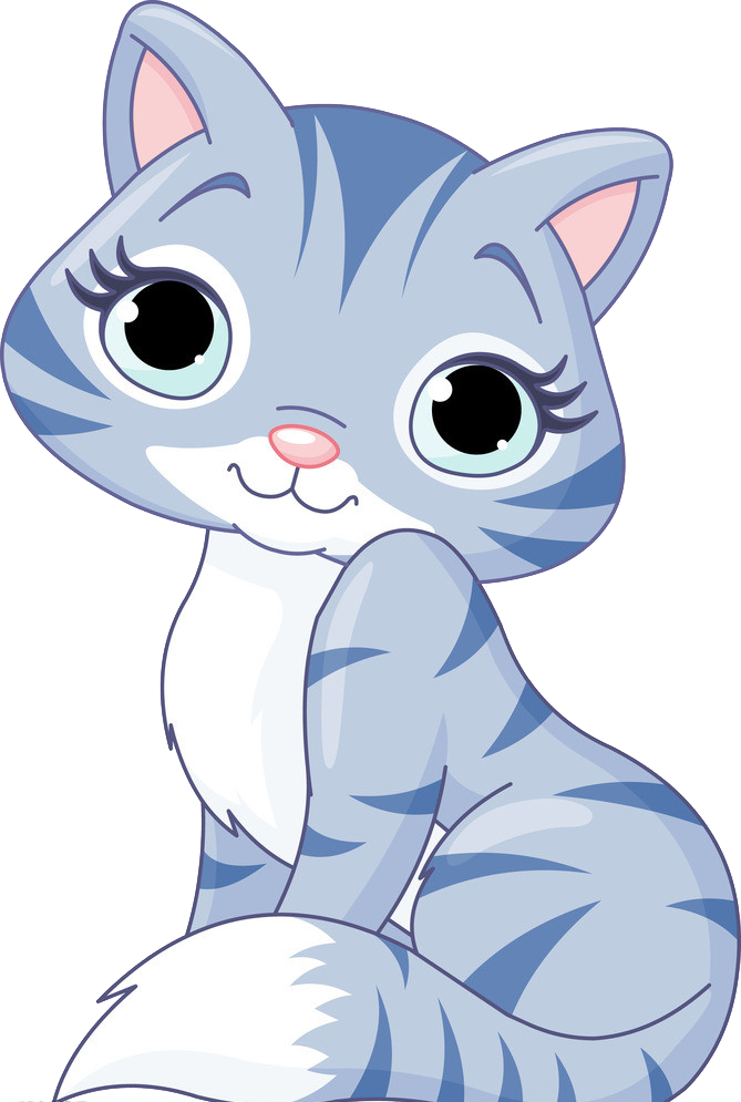 Adorable Blue Striped Cartoon Cat