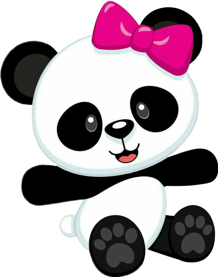 Adorable Cartoon Pandawith Pink Bow