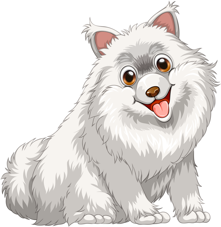 Adorable Cartoon Samoyed Dog