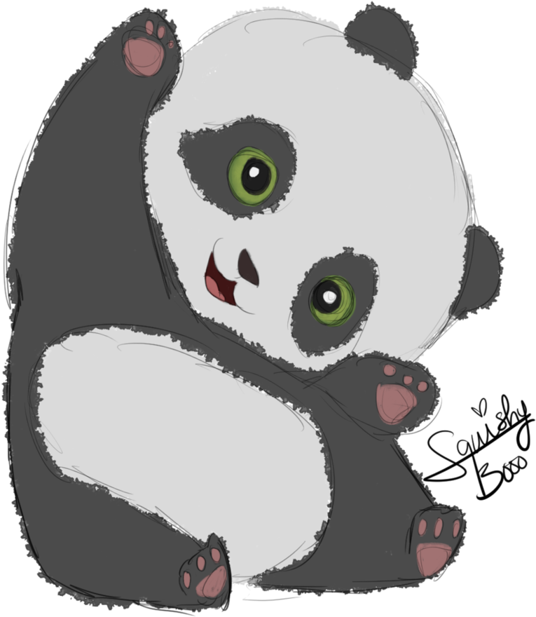 Adorable Green Eyed Panda Illustration