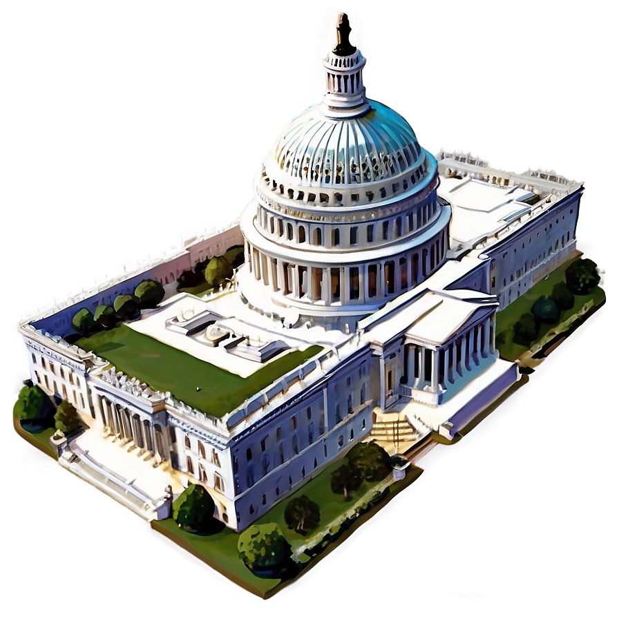 Aerial View Of Us Capitol Png Bmn3