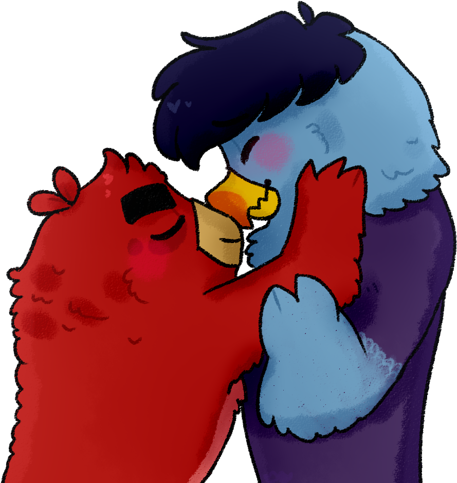 Affectionate Animated Birds Hug