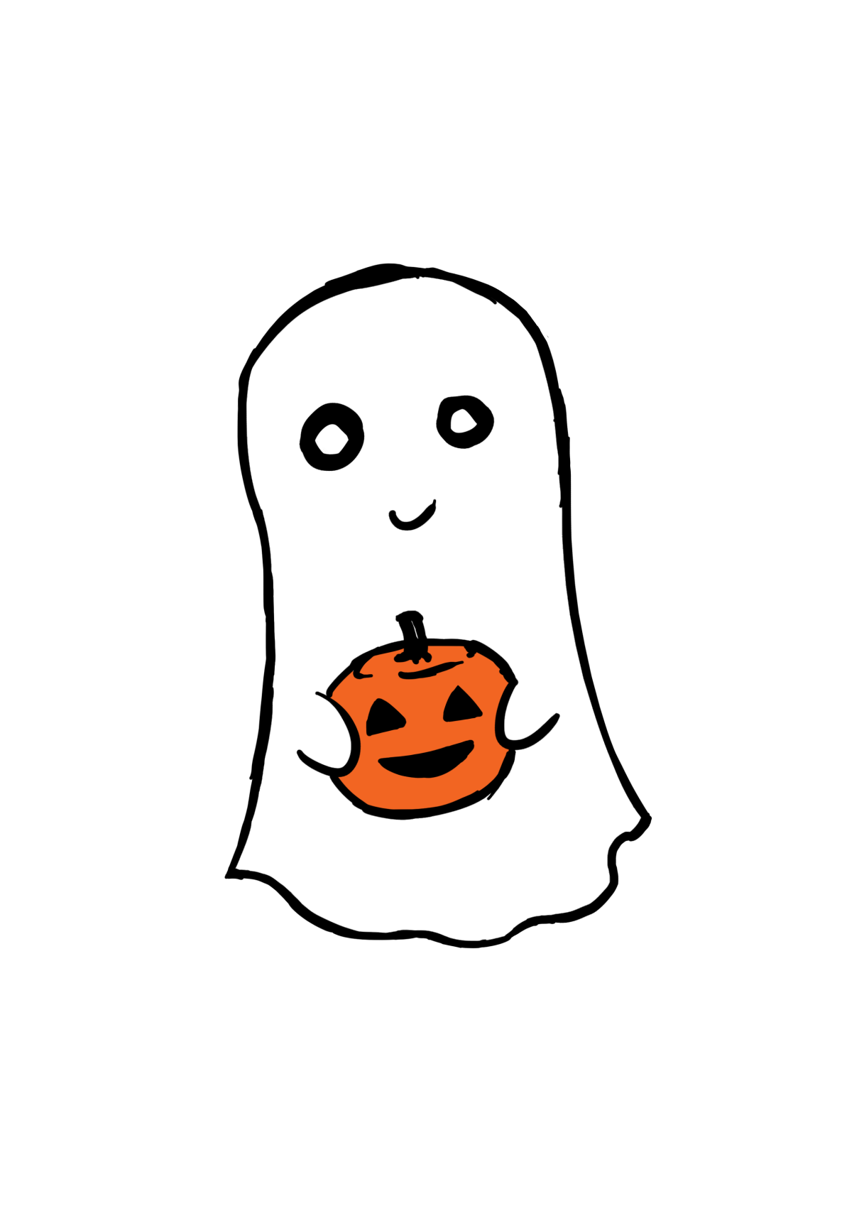 Affectionate Ghost Holding Pumpkin