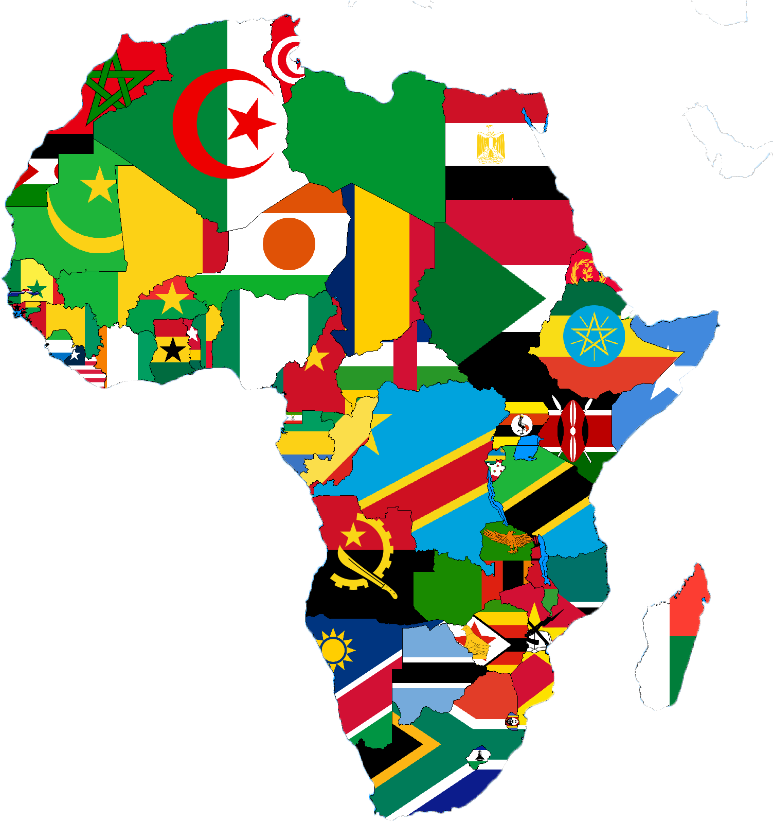 African Continent Flags Map