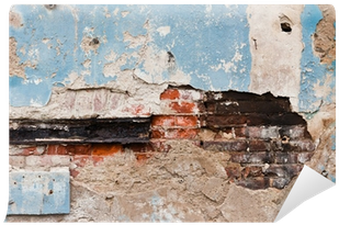 Aged Blue Plaster Wall Damage