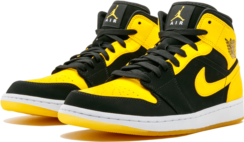 Air Jordan1 Mid Black Yellow Sneakers