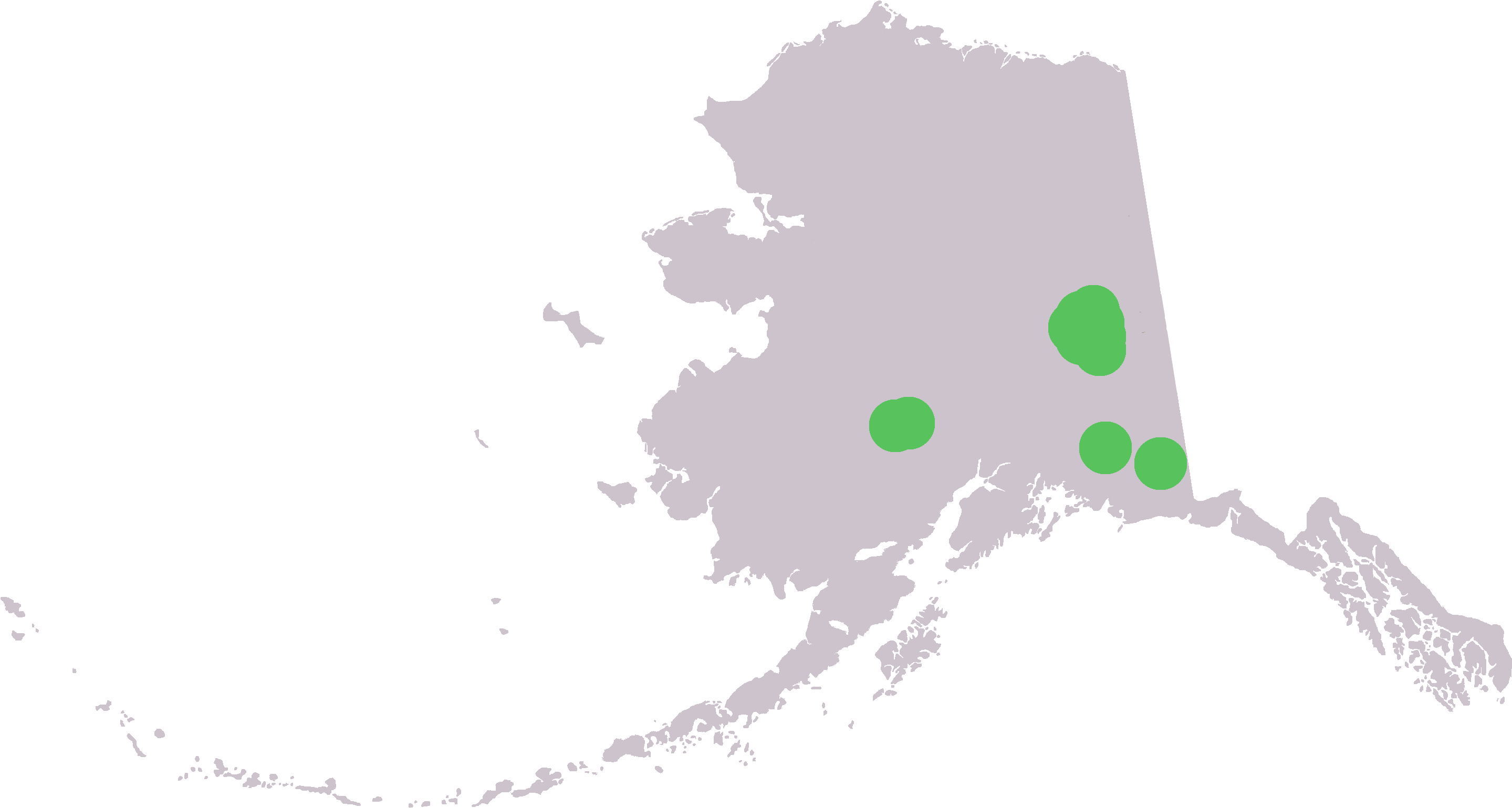 Alaska Mapwith Green Dots