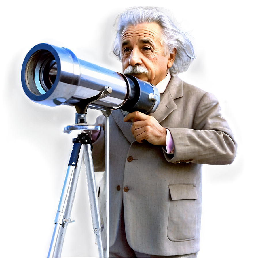 Albert Einstein With Telescope Png Ryi30