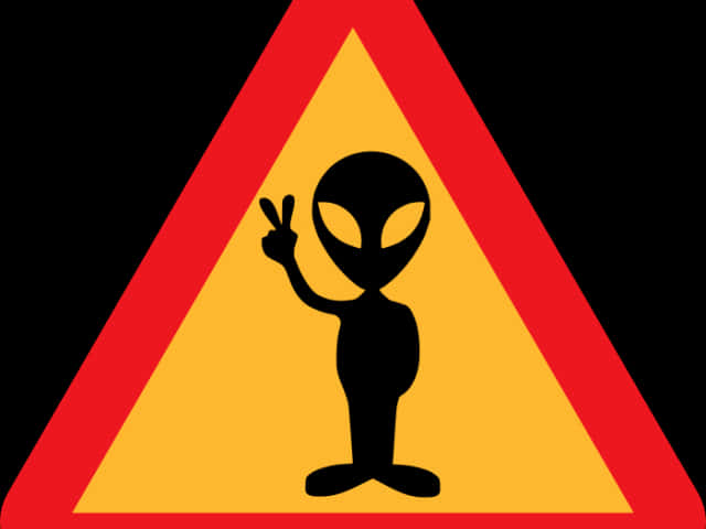 Alien Peace Sign Triangle Warning Symbol