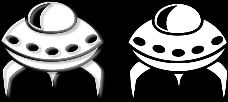 Alien Spaceship Icons Blackand White