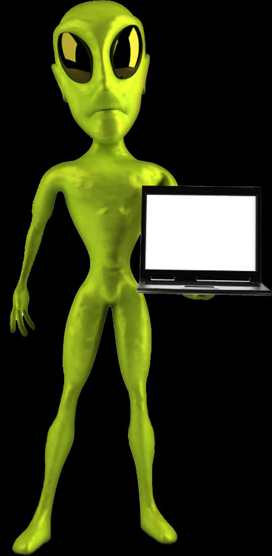 Alien With Laptop Presentation