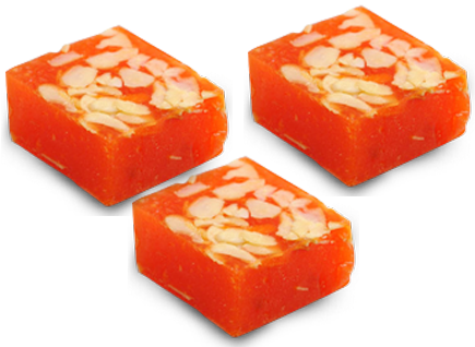 Almond Topped Orange Turkish Delight