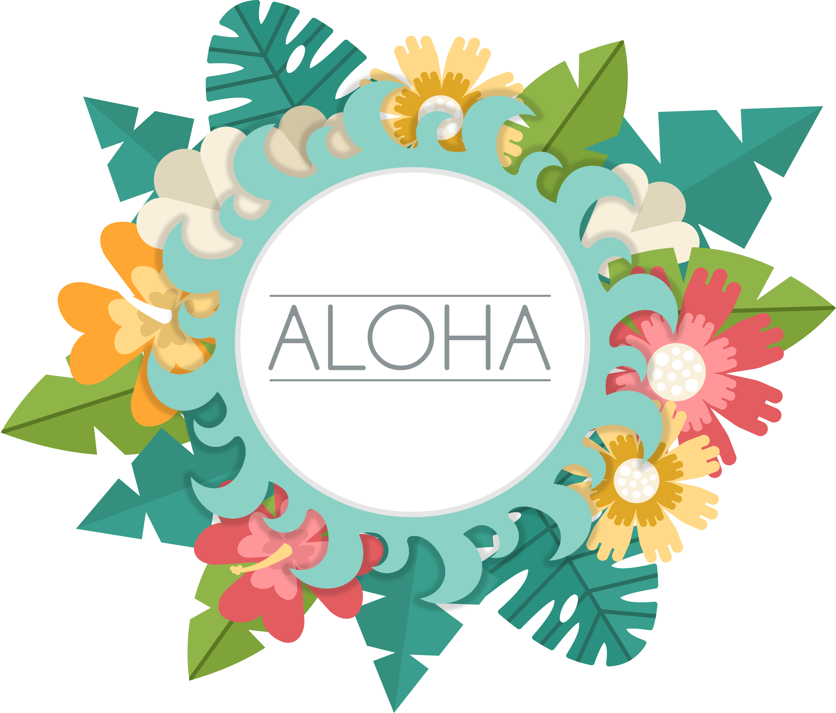 Aloha Floral Leaf Border Design