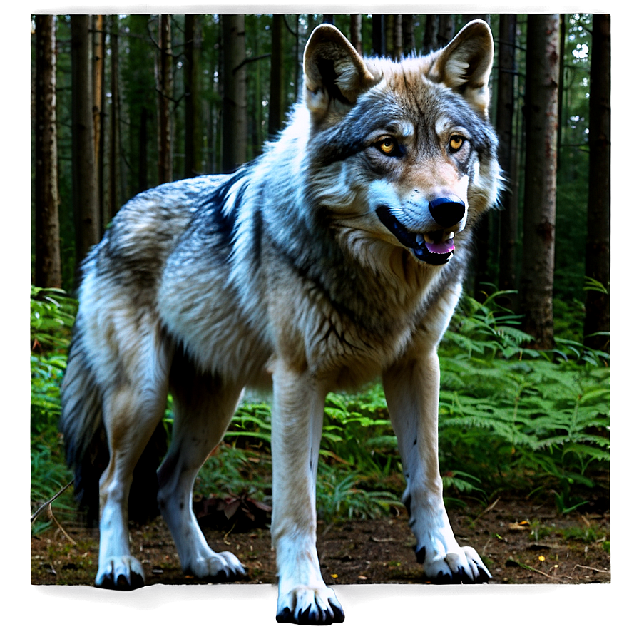 Alpha Wolf In Dark Woods Png Qec