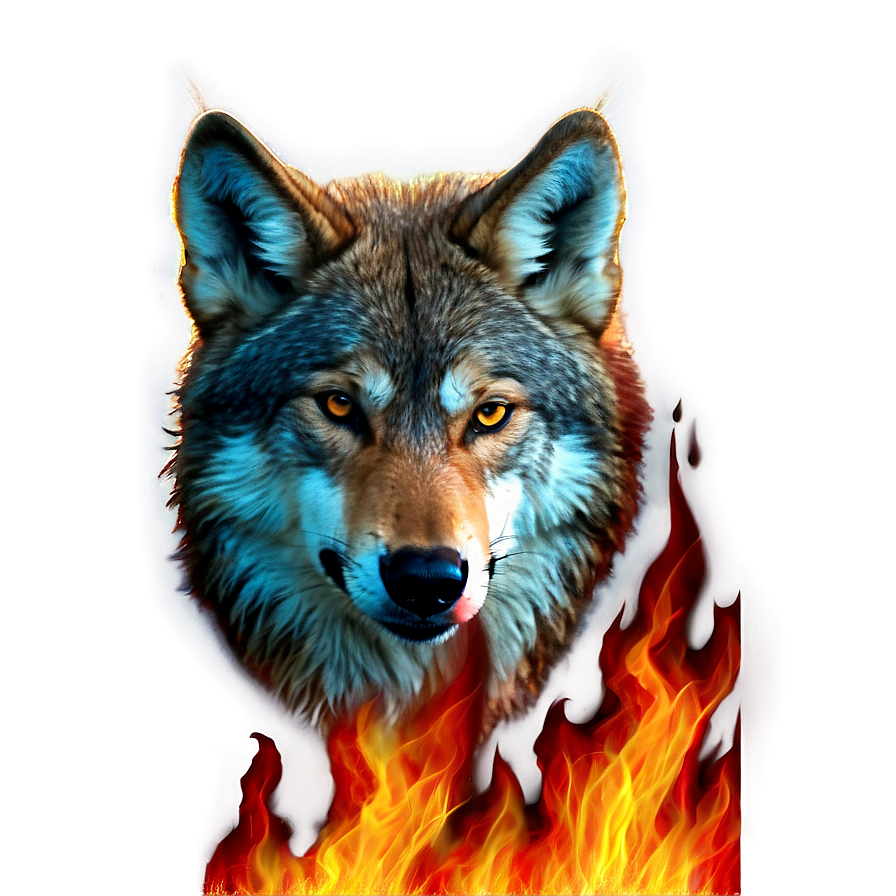 Alpha Wolf In Flames Png 06292024