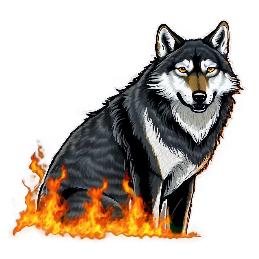 Alpha Wolf In Flames Png 92