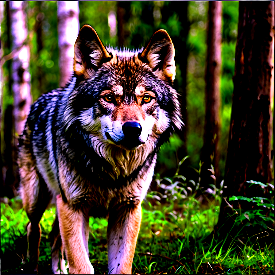 Alpha Wolf In Forest Png Uem