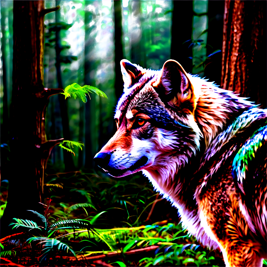 Alpha Wolf In Mystic Forest Png 06292024