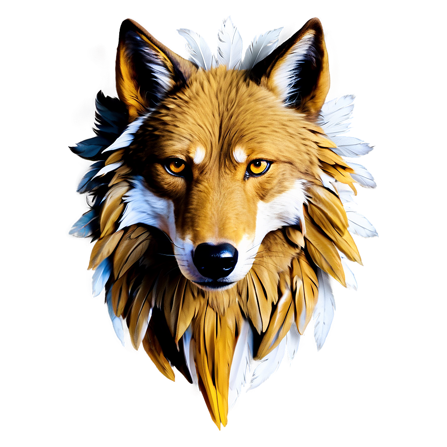 Alpha Wolf With Feathers Png Vgj