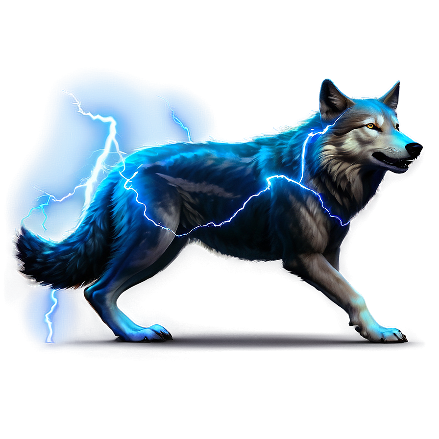 Alpha Wolf With Lightning Png 06292024