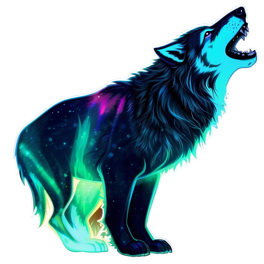 Alpha Wolf With Northern Lights Png 06292024