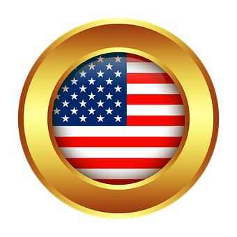 American Flag Emblem Golden Border