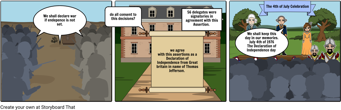 American Independence Declaration Comic Strip