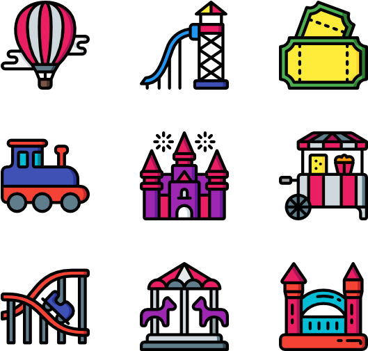 Amusement Park Icons Set