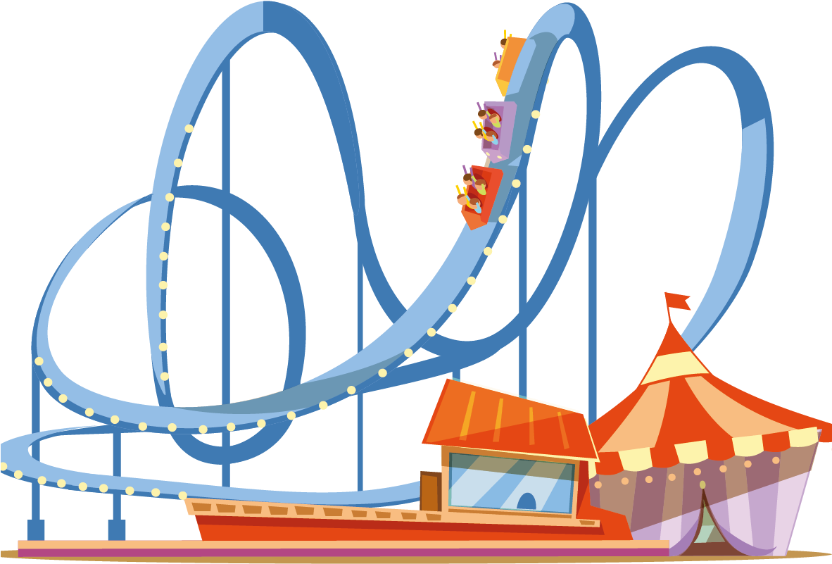 Amusement Park Roller Coaster Illustration