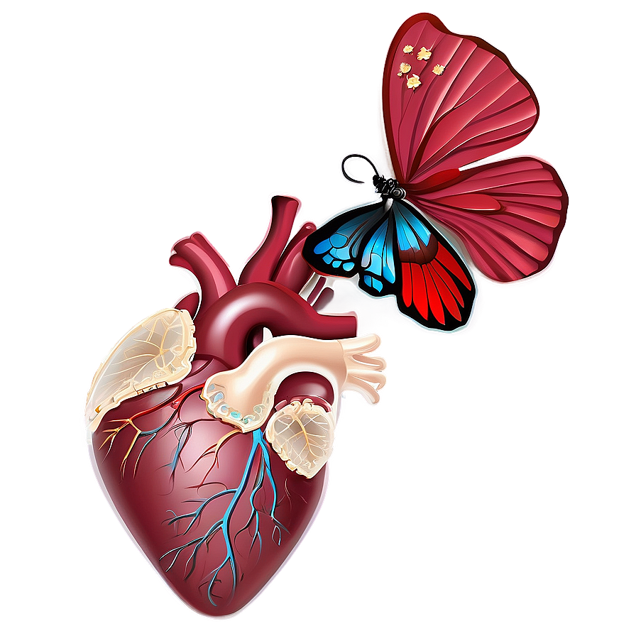 Anatomical Heart With Butterflies Png 41