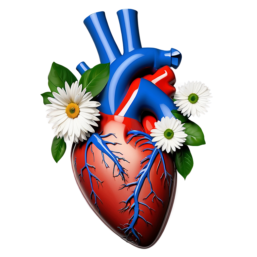 Anatomical Heart With Flowers And Vines Png Smx