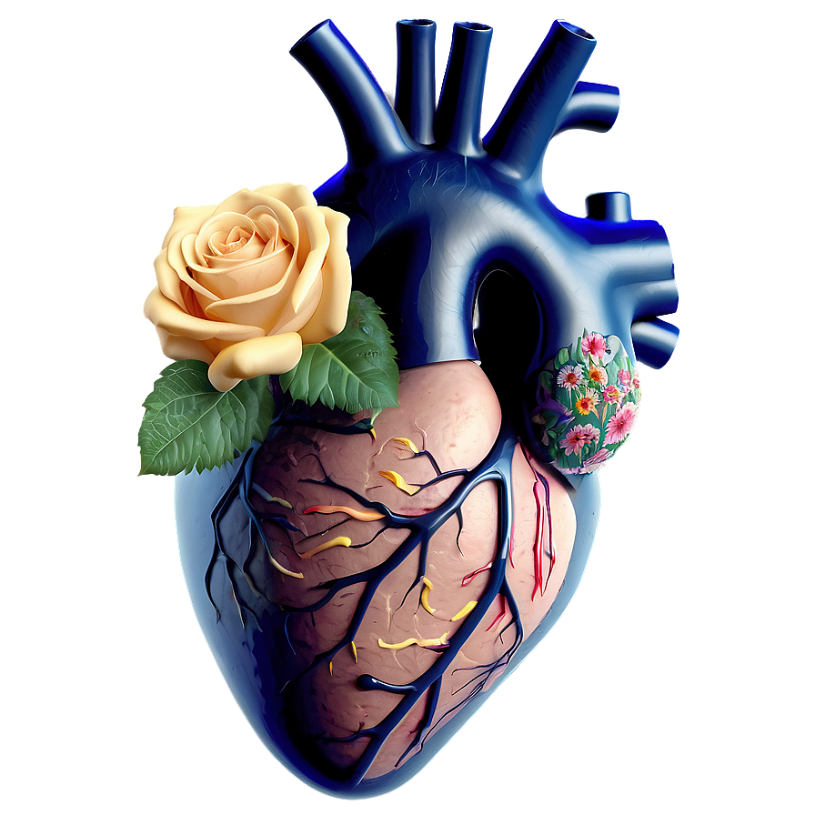 Anatomical Heart With Flowers Png 72