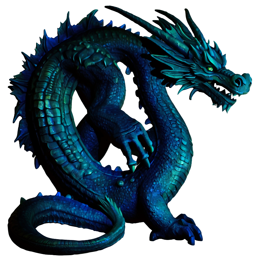 Ancient Blue Dragon Statue Png Pmx90