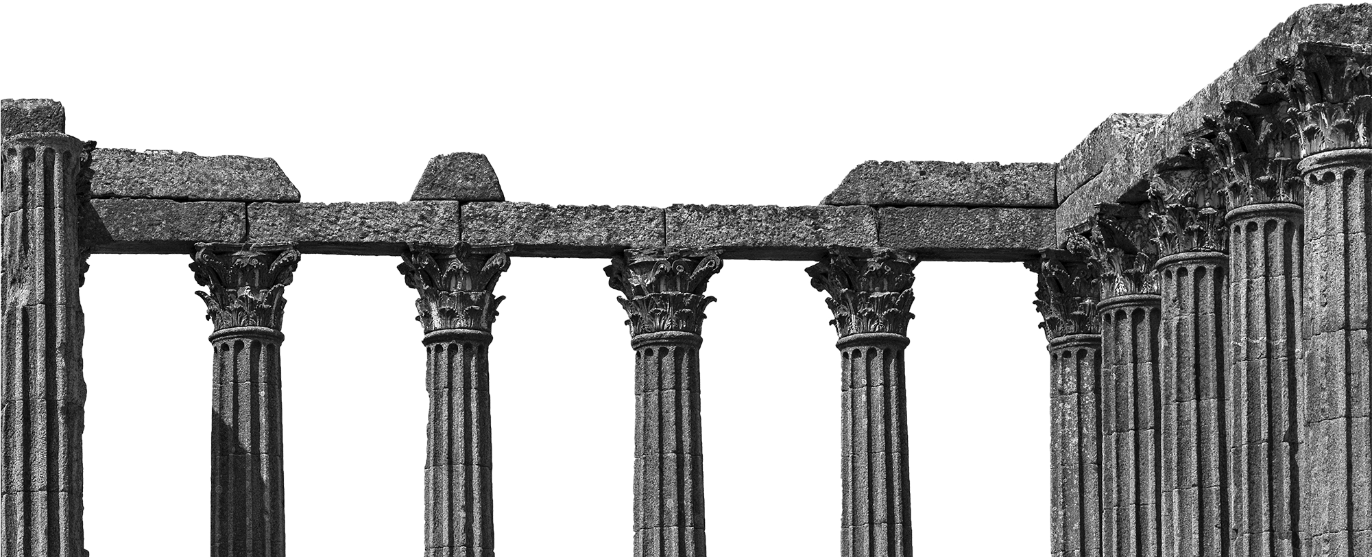 Ancient Corinthian Columns Sky Background