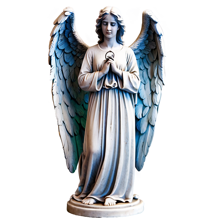 Angel Holding Cross Statue Png 06202024